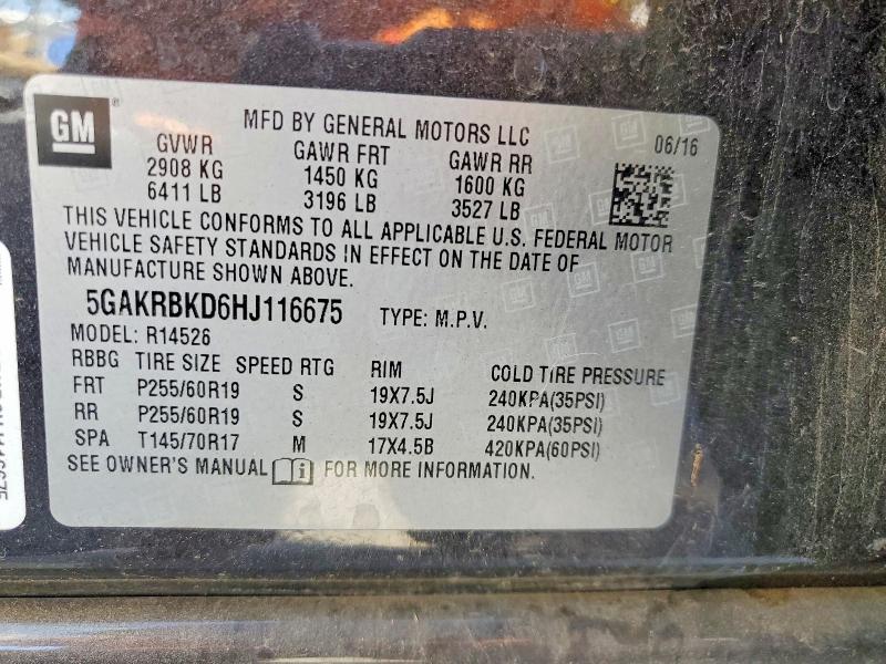 Aukcja sprzedaży 2017 Buick Enclave, vin: 5GAKRBKD6HJ116675, numer aukcji: 54134526