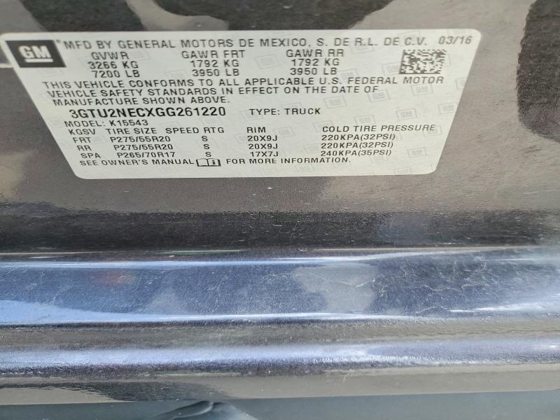53371556 :رقم المزاد ، 3GTU2NECXGG261220 vin ، 2016 Gmc Sierra مزاد بيع