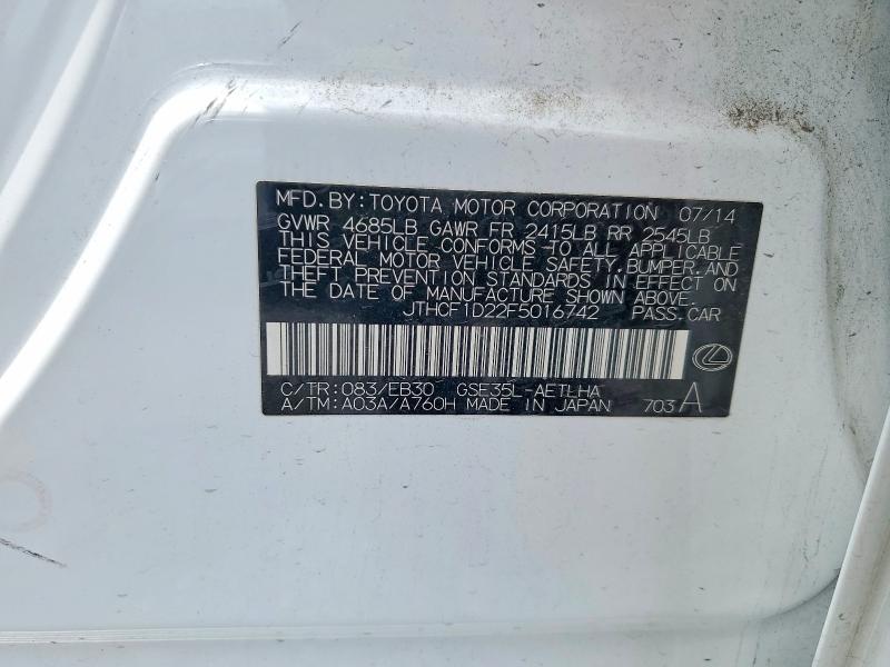 Aukcja sprzedaży 2015 Lexus Is, vin: JTHCF1D22F5016742, numer aukcji: 55166006