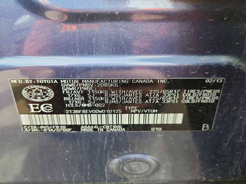 Aukcja sprzedaży 2013 Toyota Rav4, vin: 2T3BFREV0DW010125, numer aukcji: 53911516