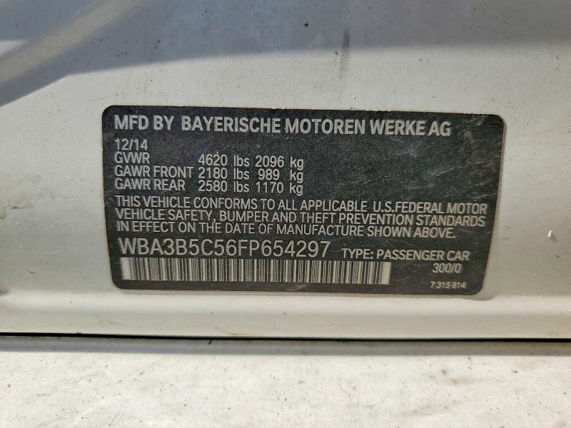 52372106 :رقم المزاد ، WBA3B5C56FP654297 vin ، 2015 Bmw 328 مزاد بيع