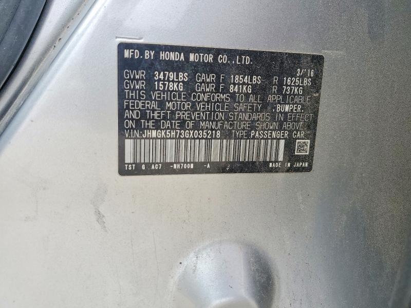 2016 Honda Fit მანქანა იყიდება აუქციონზე, vin: JHMGK5H73GX035218, აუქციონის ნომერი: 52608486