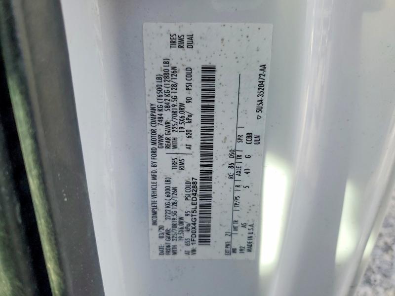 52057256 :رقم المزاد ، 1FD0X4GT5LED42887 vin ، 2020 Ford F450 مزاد بيع