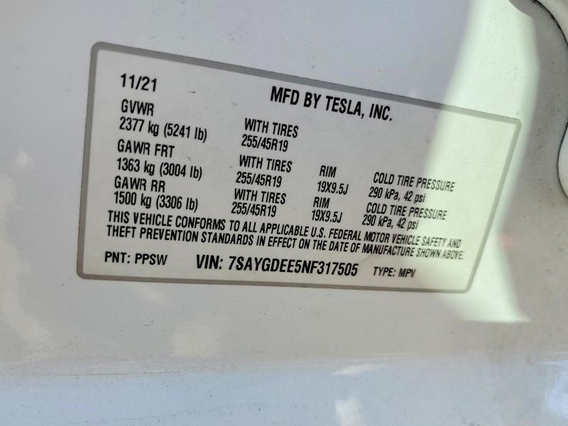 Продаж на аукціоні авто 2022 Tesla Model Y, vin: 7SAYGDEE5NF317505, номер лоту: 55601776