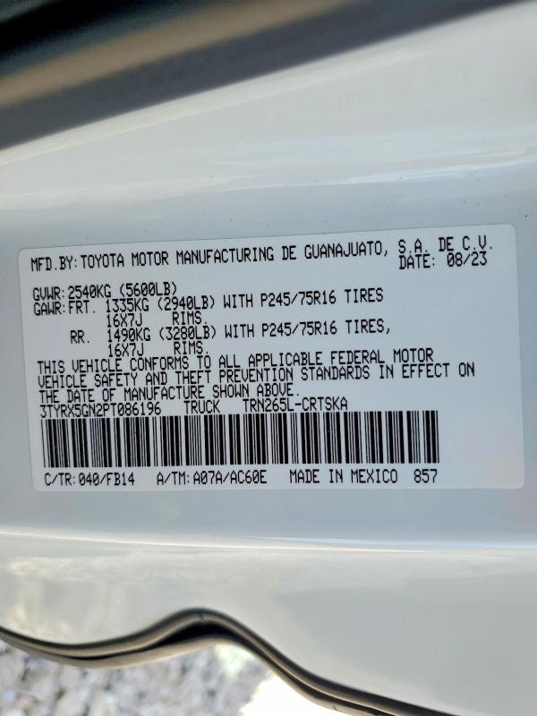 Aukcja sprzedaży 2023 Toyota Tacoma, vin: 3TYRX5GN2PT086196, numer aukcji: 53089746