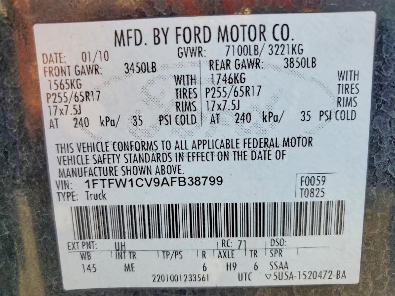Продажа на аукционе авто 2010 Ford F150, vin: 1FTFW1CV9AFB38799, номер лота: 53402416