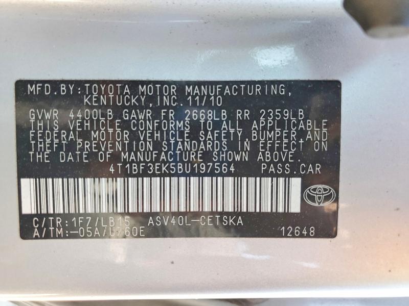 Продаж на аукціоні авто 2011 Toyota Camry, vin: 4T1BF3EK5BU197564, номер лоту: 53731996
