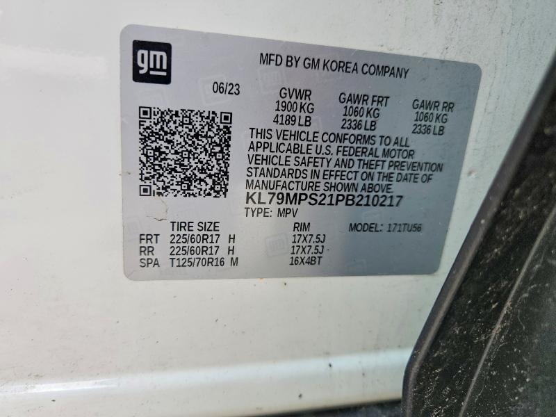 2023 Chevrolet Trailblazer მანქანა იყიდება აუქციონზე, vin: KL79MPS21PB210217, აუქციონის ნომერი: 54266016
