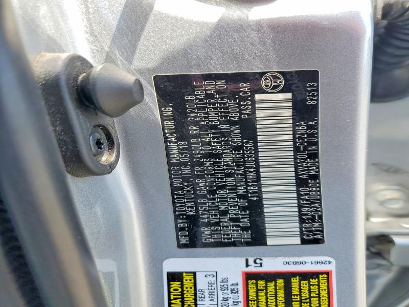 Продажа на аукционе авто 2018 Toyota Camry, vin: 4T1B11HK4JU635567, номер лота: 52522026