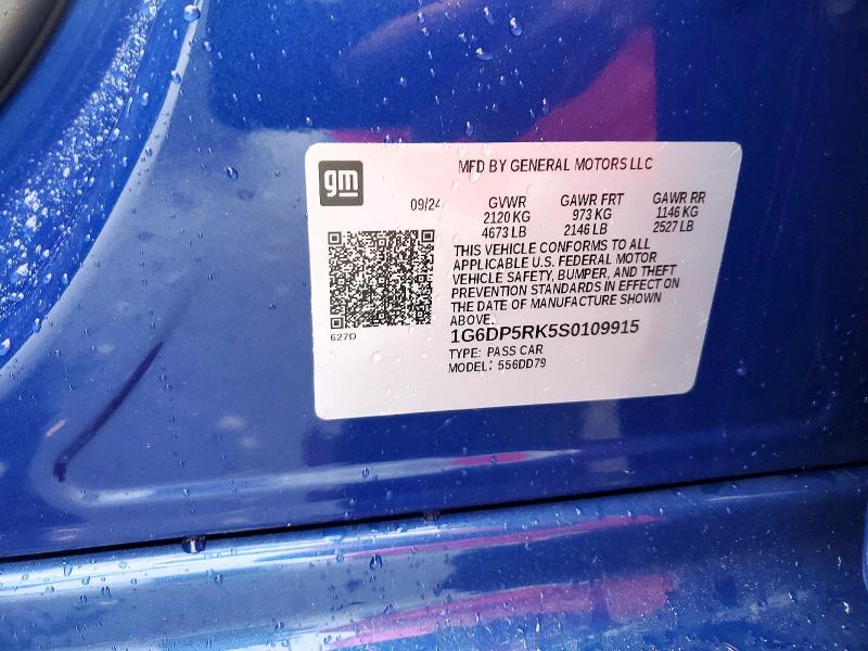 2025 Cadillac Ct5 მანქანა იყიდება აუქციონზე, vin: 1G6DP5RK5S0109915, აუქციონის ნომერი: 52296116