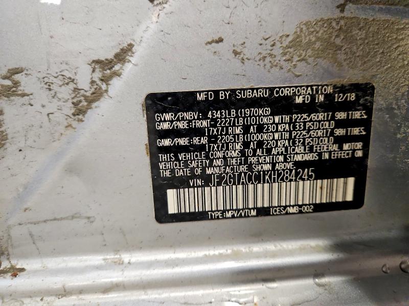 Продажа на аукционе авто 2019 Subaru Crosstrek, vin: JF2GTACC1KH284245, номер лота: 53362096