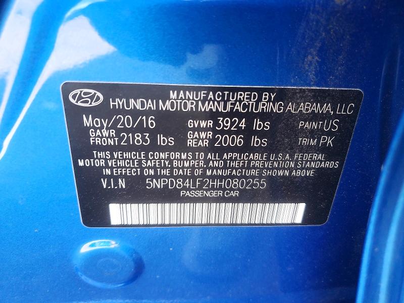 2017 Hyundai Elantra მანქანა იყიდება აუქციონზე, vin: 5NPD84LF2HH080255, აუქციონის ნომერი: 55340976