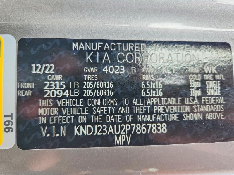 2023 Kia Soul მანქანა იყიდება აუქციონზე, vin: KNDJ23AU2P7867838, აუქციონის ნომერი: 53945276