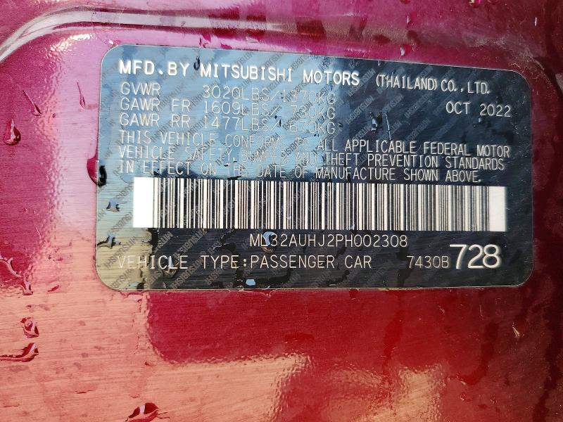 Продаж на аукціоні авто 2023 Mitsubishi Mirage, vin: ML32AUHJ2PH002308, номер лоту: 53277856