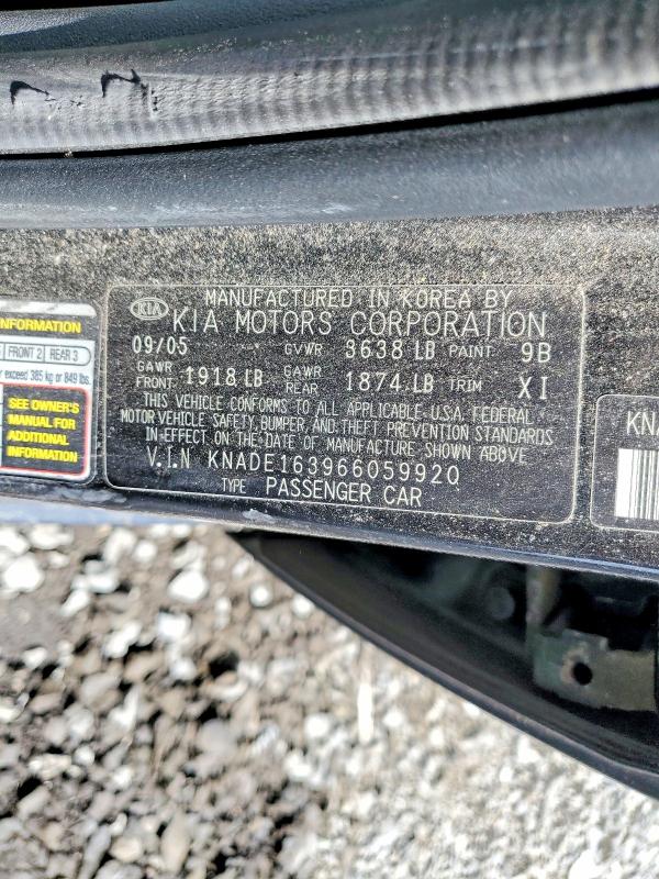 2006 Kia Rio მანქანა იყიდება აუქციონზე, vin: KNADE163966059920, აუქციონის ნომერი: 54983056