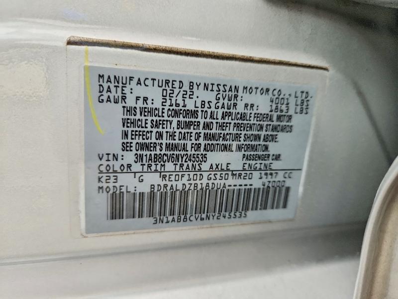 Продажа на аукционе авто 2022 Nissan Sentra, vin: 3N1AB8CV6NY245535, номер лота: 54895876