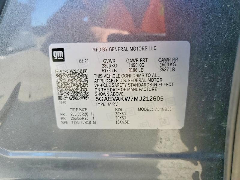 Aukcja sprzedaży 2021 Buick Enclave, vin: 5GAEVAKW7MJ212605, numer aukcji: 54922616