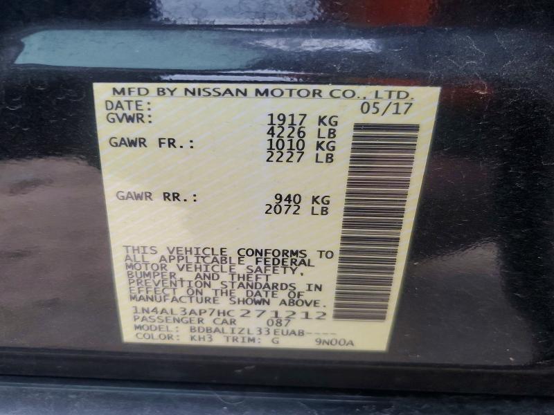 Aukcja sprzedaży 2017 Nissan Altima, vin: 1N4AL3AP7HC271212, numer aukcji: 54633006