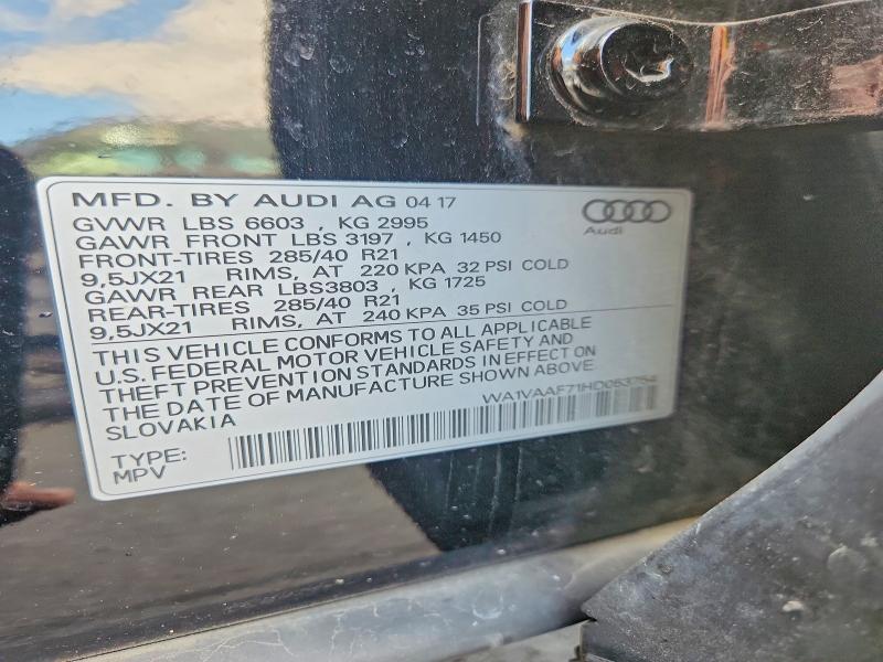 Продажа на аукционе авто 2017 Audi Q7, vin: WA1VAAF71HD053754, номер лота: 54686326