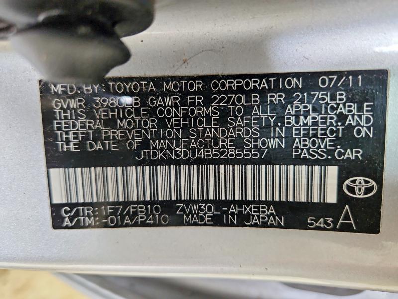 Aukcja sprzedaży 2011 Toyota Prius, vin: JTDKN3DU4B5285557, numer aukcji: 54604436