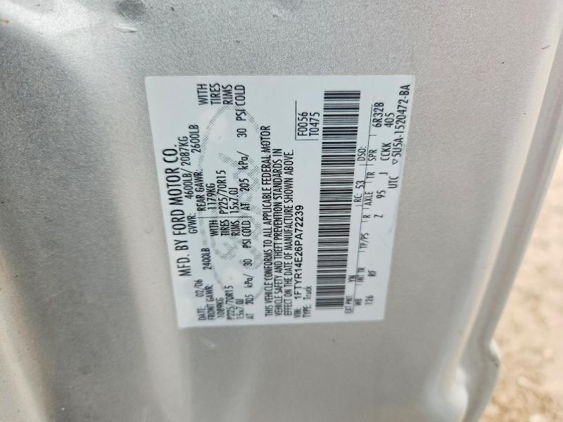 2006 Ford Ranger მანქანა იყიდება აუქციონზე, vin: 1FTYR14E26PA72239, აუქციონის ნომერი: 54314936