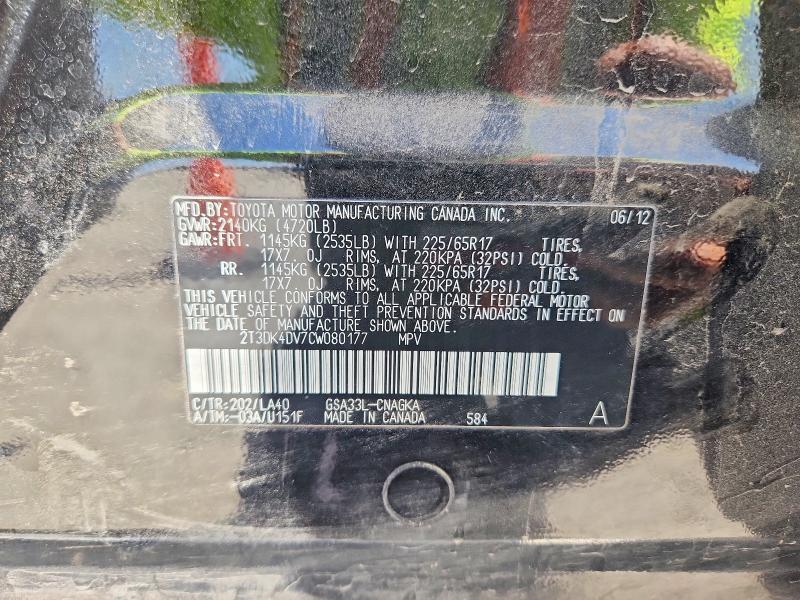Продаж на аукціоні авто 2012 Toyota Rav4, vin: 2T3DK4DV7CW080177, номер лоту: 53279356