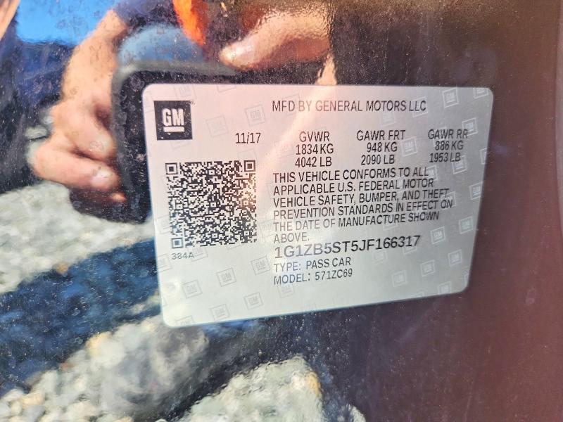 2018 Chevrolet Malibu მანქანა იყიდება აუქციონზე, vin: 1G1ZB5ST5JF166317, აუქციონის ნომერი: 53120736