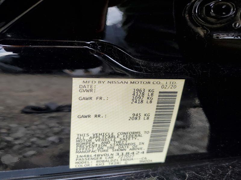 Aukcja sprzedaży 2020 Nissan Altima, vin: 1N4BL4BV0LN318424, numer aukcji: 55160526