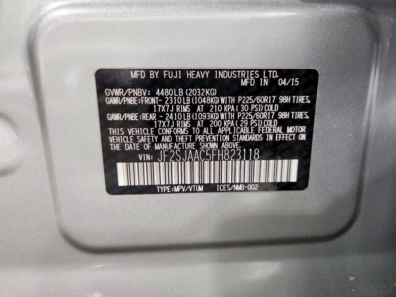 Aukcja sprzedaży 2015 Subaru Forester, vin: JF2SJAAC5FH823118, numer aukcji: 52890846
