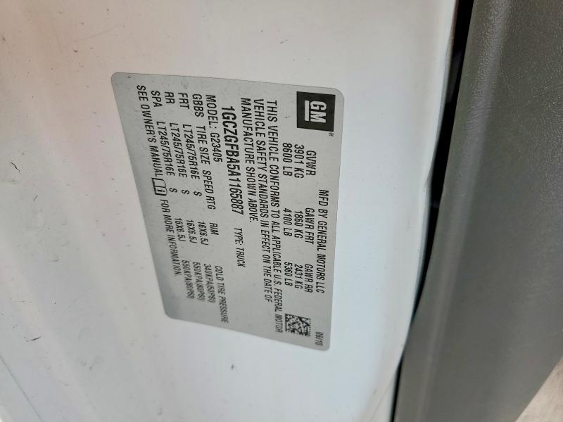 Aukcja sprzedaży 2010 Chevrolet Express G2500, vin: 1GCZGFBA5A1165887, numer aukcji: 52741586