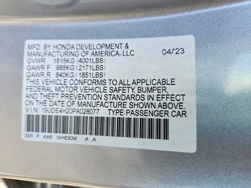 Aukcja sprzedaży 2023 Acura Integra, vin: 19UDE4H20PA028077, numer aukcji: 55009576