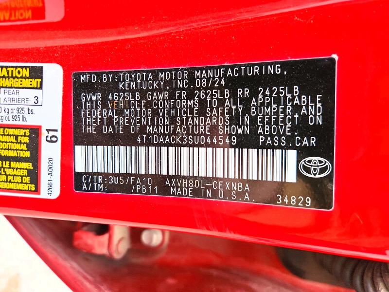 Aukcja sprzedaży 2025 Toyota Camry, vin: 4T1DAACK3SU044549, numer aukcji: 54124716