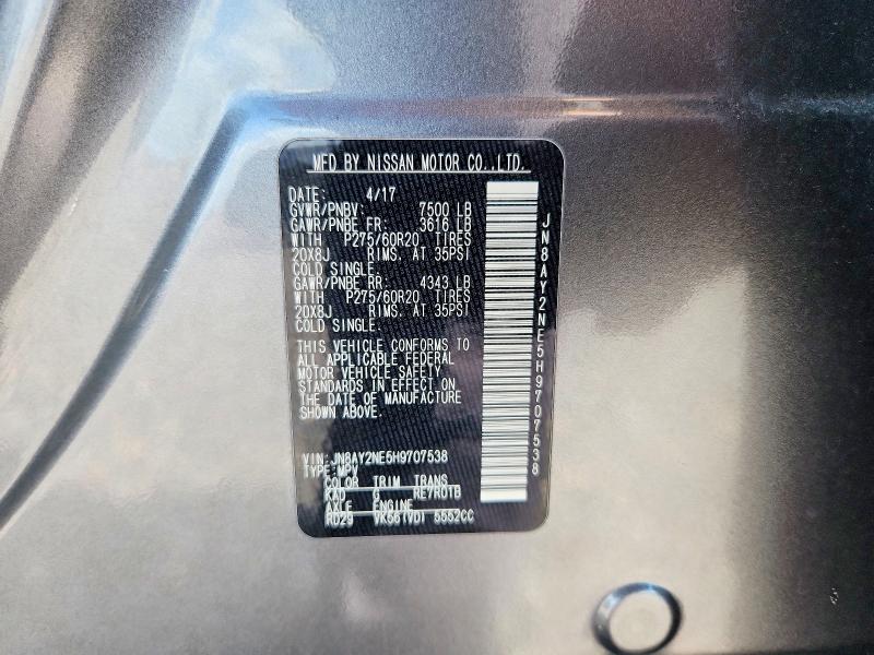Продаж на аукціоні авто 2017 Nissan Armada, vin: JN8AY2NE5H9707538, номер лоту: 55031666