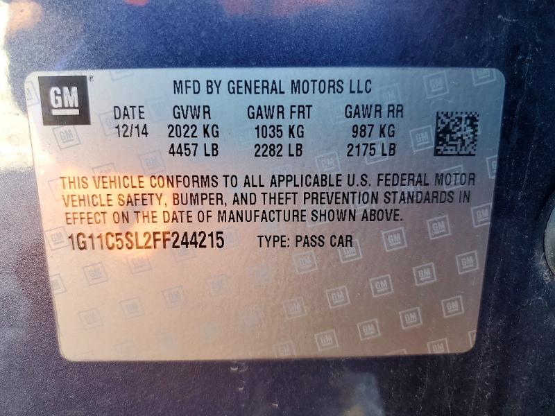 Aukcja sprzedaży 2015 Chevrolet Malibu, vin: 1G11C5SL2FF244215, numer aukcji: 55125546