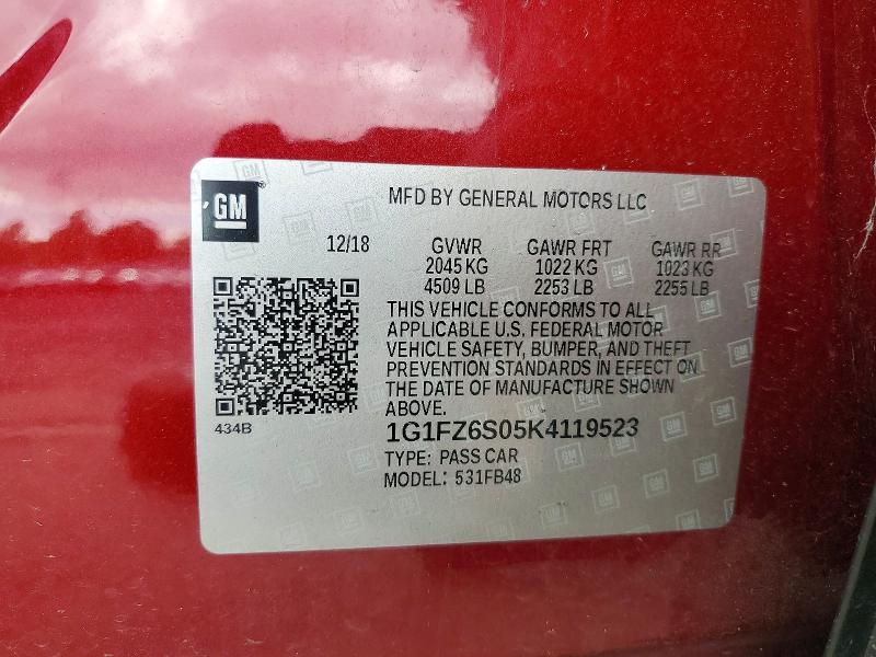 Aukcja sprzedaży 2019 Chevrolet Bolt Ev, vin: 1G1FZ6S05K4119523, numer aukcji: 54468486