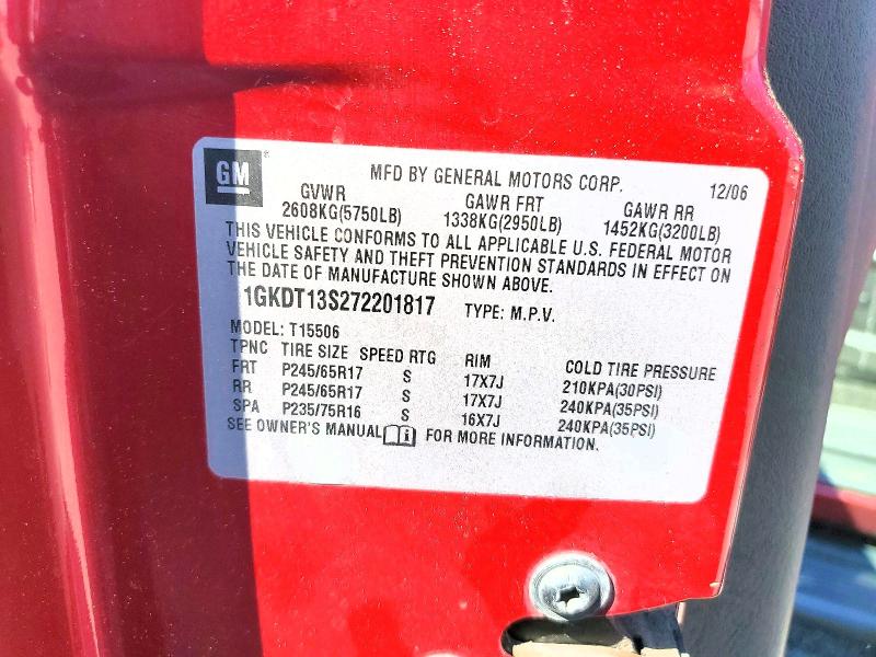 Продаж на аукціоні авто 2007 Gmc Envoy, vin: 1GKDT13S272201817, номер лоту: 55312966