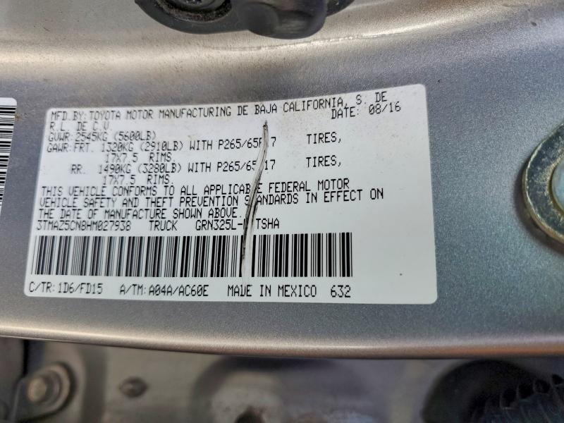 2017 Toyota Tacoma მანქანა იყიდება აუქციონზე, vin: 3TMAZ5CN8HM027938, აუქციონის ნომერი: 52239516