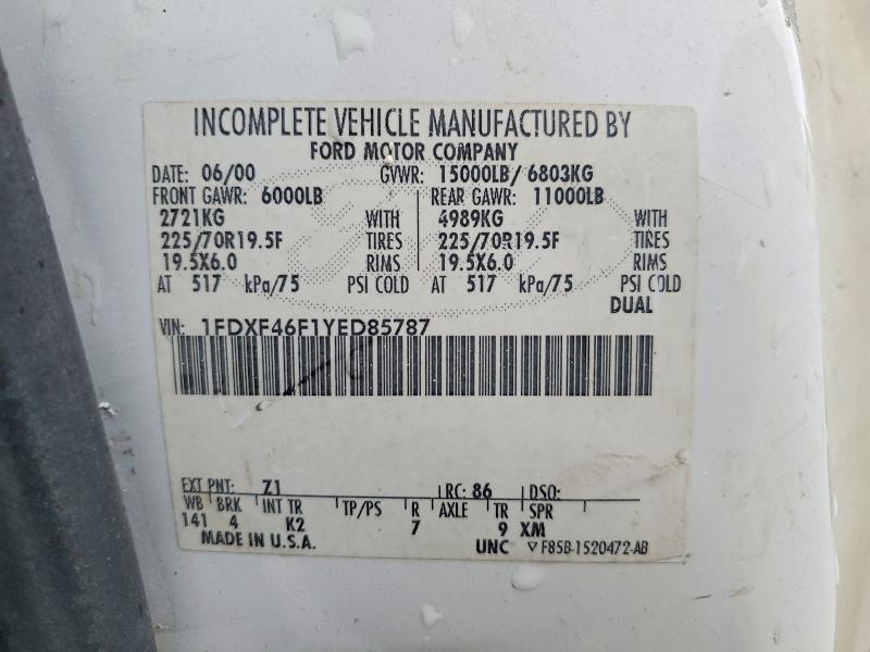 Продажа на аукционе авто 2000 Ford F450, vin: 1FDXF46F1YED85787, номер лота: 54422546