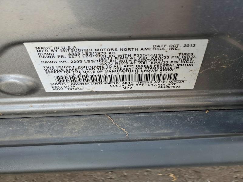 52579176 :رقم المزاد ، 4A4AR3AU4EE013284 vin ، 2014 Mitsubishi Outlander Sport مزاد بيع