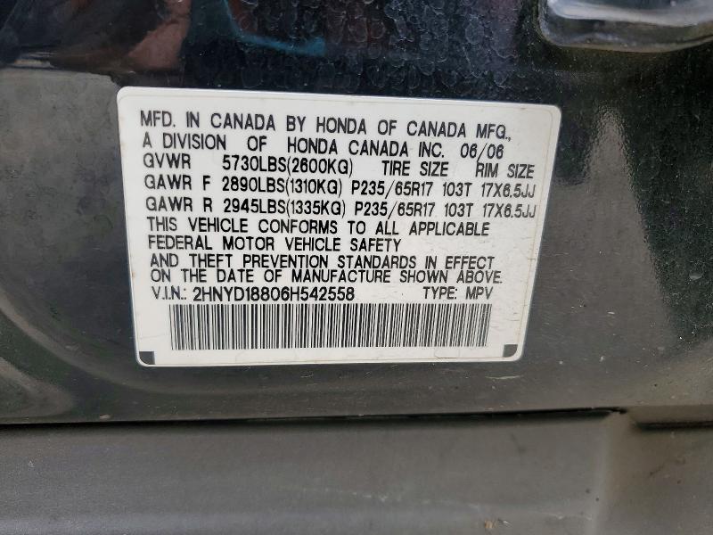 Aukcja sprzedaży 2006 Acura Mdx, vin: 2HNYD18806H542558, numer aukcji: 53647416