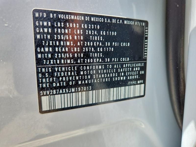 Aukcja sprzedaży 2018 Volkswagen Tiguan, vin: 3VV2B7AX5JM197013, numer aukcji: 55383896