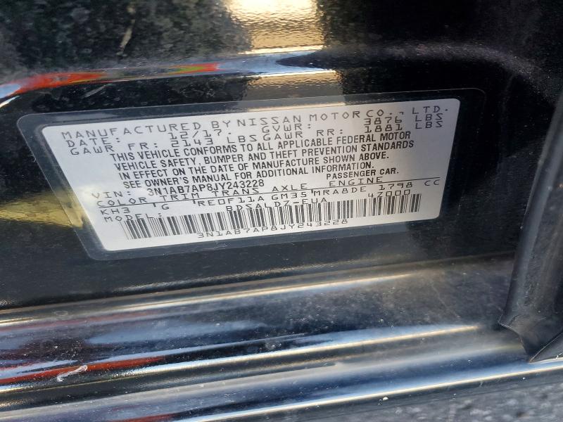 2018 Nissan Sentra მანქანა იყიდება აუქციონზე, vin: 3N1AB7AP8JY243228, აუქციონის ნომერი: 53422606