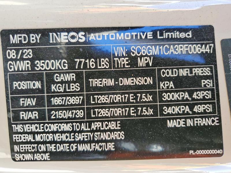 54239646 :رقم المزاد ، SC6GM1CA3RF006447 vin ، 2024 Ineos Automotive Limited Grenadier مزاد بيع
