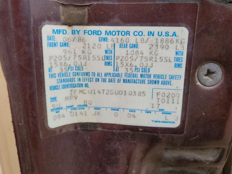 Продажа на аукционе авто 1986 Ford Bronco Ii, vin: 1FMCU14T2GUD10385, номер лота: 55402786