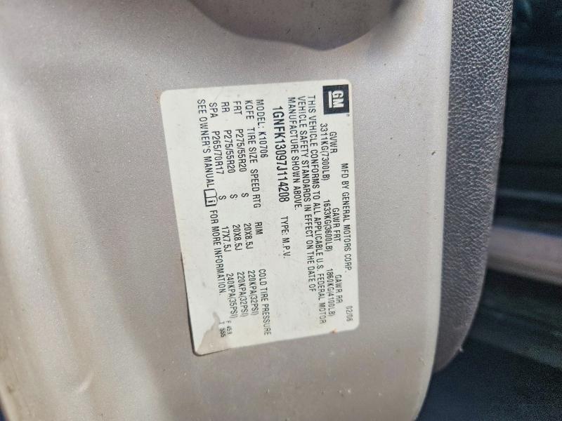 2007 Chevrolet Tahoe მანქანა იყიდება აუქციონზე, vin: 1GNFK13097J114208, აუქციონის ნომერი: 53464186