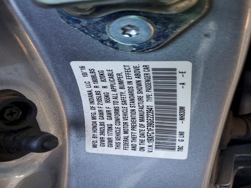 Продажа на аукционе авто 2016 Honda Civic, vin: 19XFC1F39GE223941, номер лота: 54208306