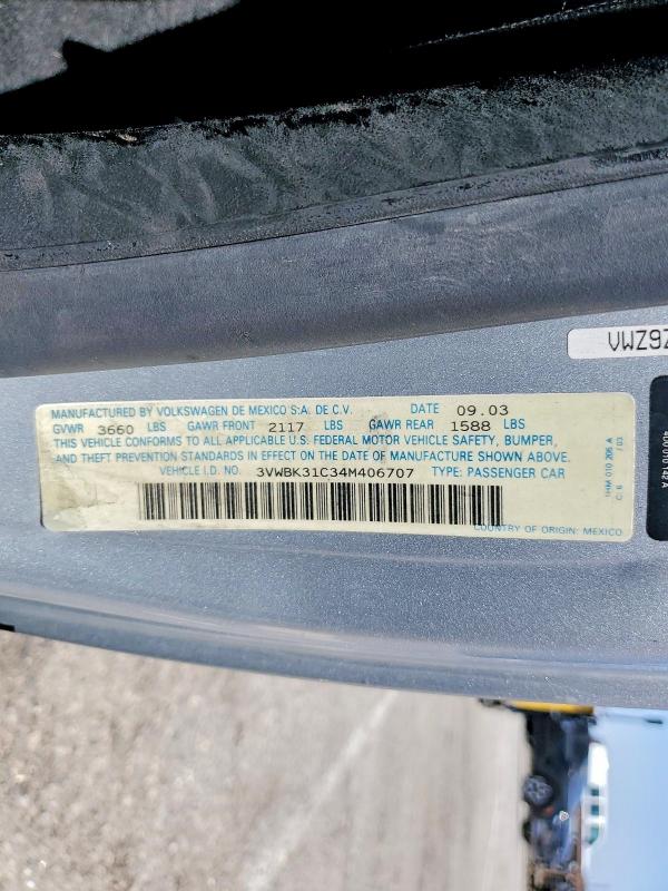 Aukcja sprzedaży 2004 Volkswagen New Beetle, vin: 3VWBK31C34M406707, numer aukcji: 54189766