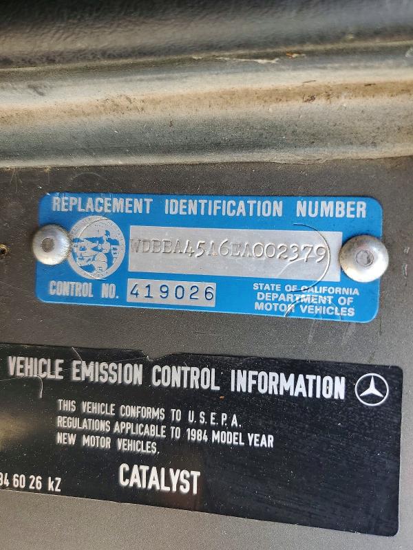 Aukcja sprzedaży 1984 Mercedes-benz 380, vin: WDBBA45A6EA002379, numer aukcji: 51704326