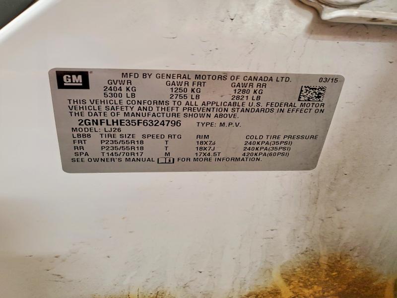 Продаж на аукціоні авто 2015 Chevrolet Equinox, vin: 2GNFLHE35F6324796, номер лоту: 53211116
