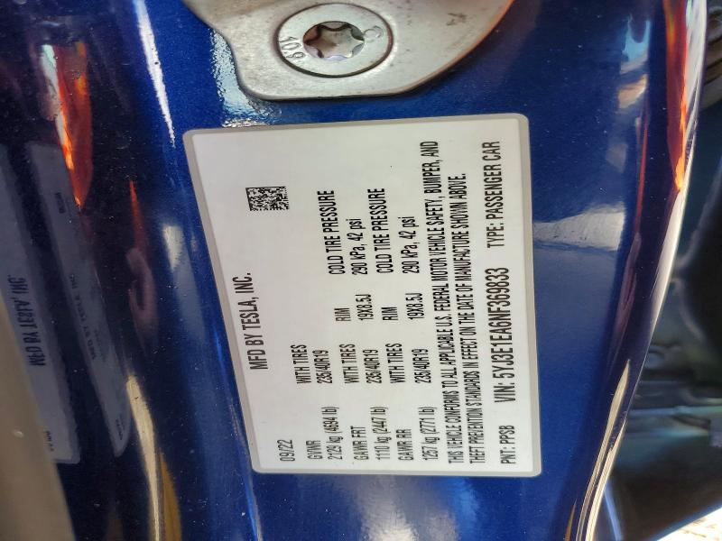 Aukcja sprzedaży 2022 Tesla Model 3, vin: 5YJ3E1EA6NF369833, numer aukcji: 52927206